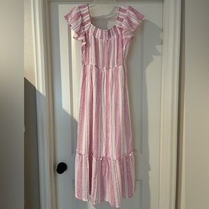 August Sky Flutter Sleeve Maxi Dress